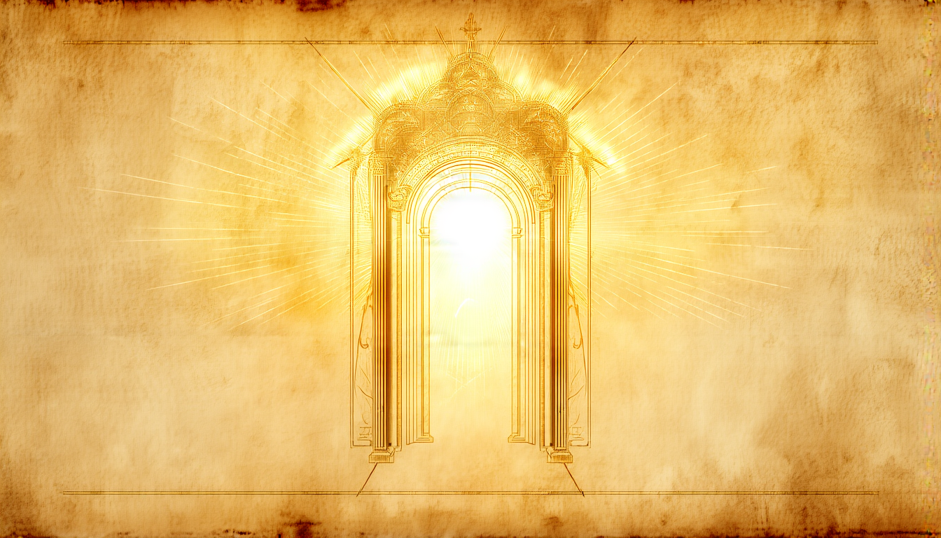 A golden doorway opening onto radiant light